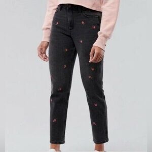 Hollister Black High Rise Jeans with Red Accents